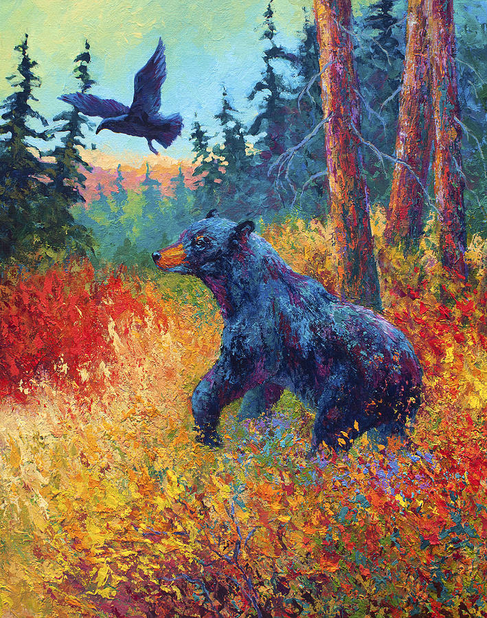 Raven Painting - Forest Friends by Marion Rose