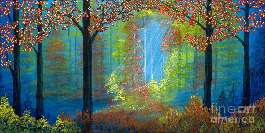 Forest Glow Painting by Rebecca Parker
