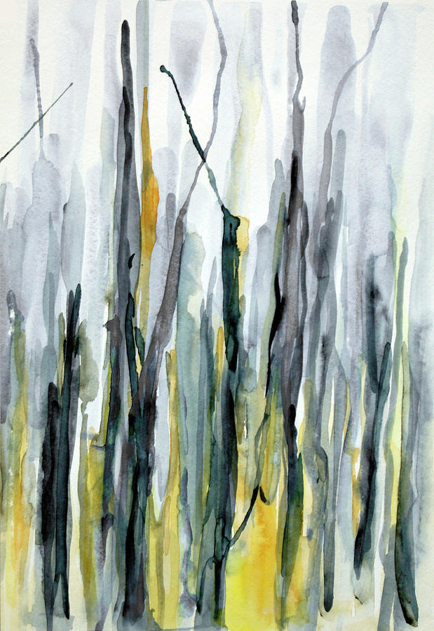 Forest Gray and Yellow I Painting by Victoria Kloch