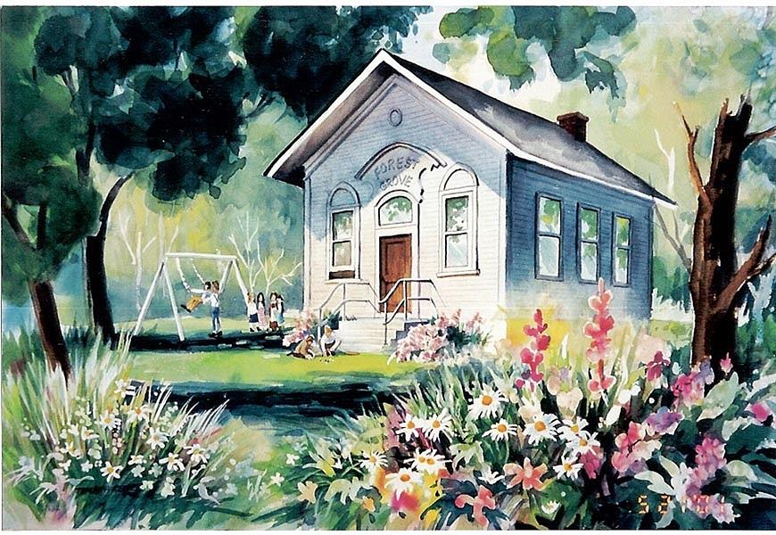 Flower Painting - Forest Grove School House by Tamara Keiper