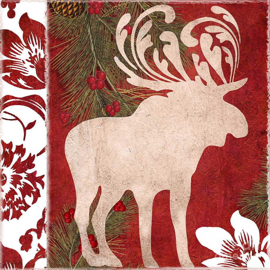 Christmas Painting - Forest Holiday Christmas Moose by Mindy Sommers