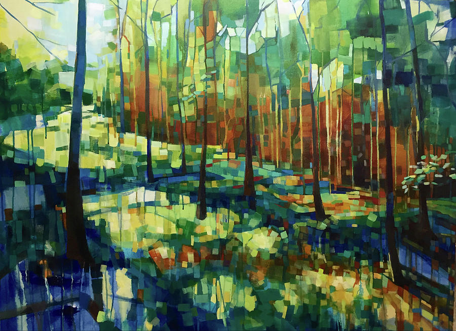Trees Painting - Forest In Pieces by Michele Norris Trees Painting - Forest In Pieces by Michele Norris