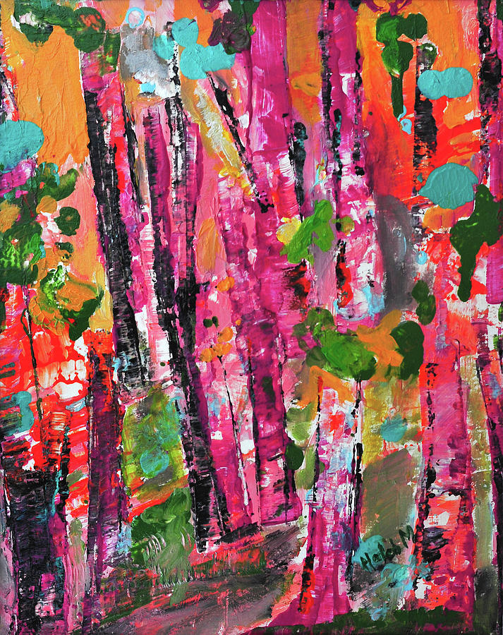 Forest In Sunset Mixed Media by Haleh Mahbod