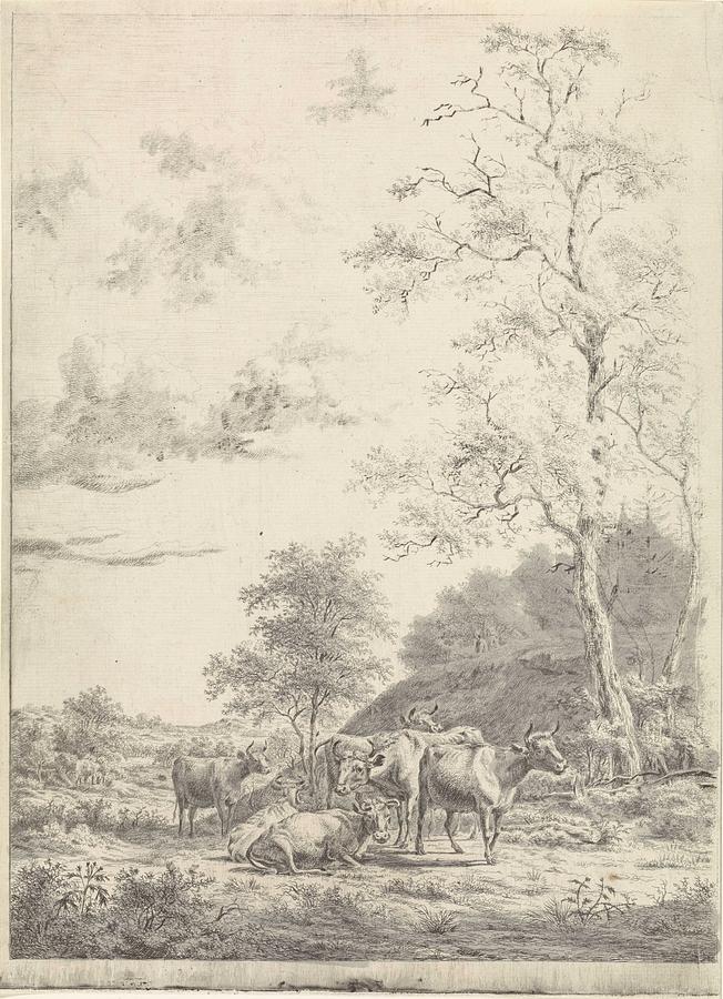 Forest Landscape With Six Cows, Pieter Janson, 1780 - 1851 Painting