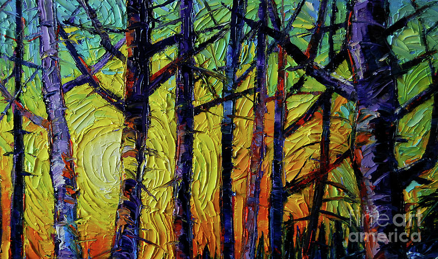 Forest layers 1 - modern impressionist palette knives oil painting Painting by Mona Edulesco