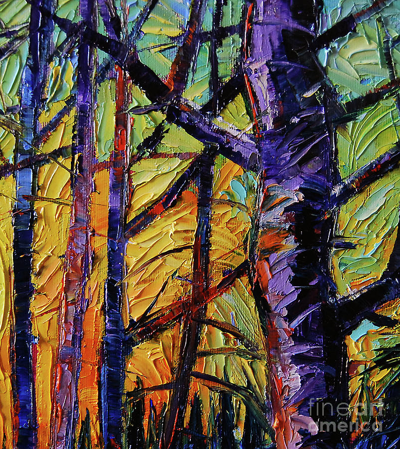 Forest layers 2 - modern impressionist palette knives oil painting Painting by Mona Edulesco