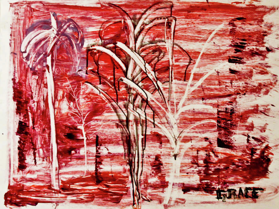 The Red Forest Painting by Maria Iurescia