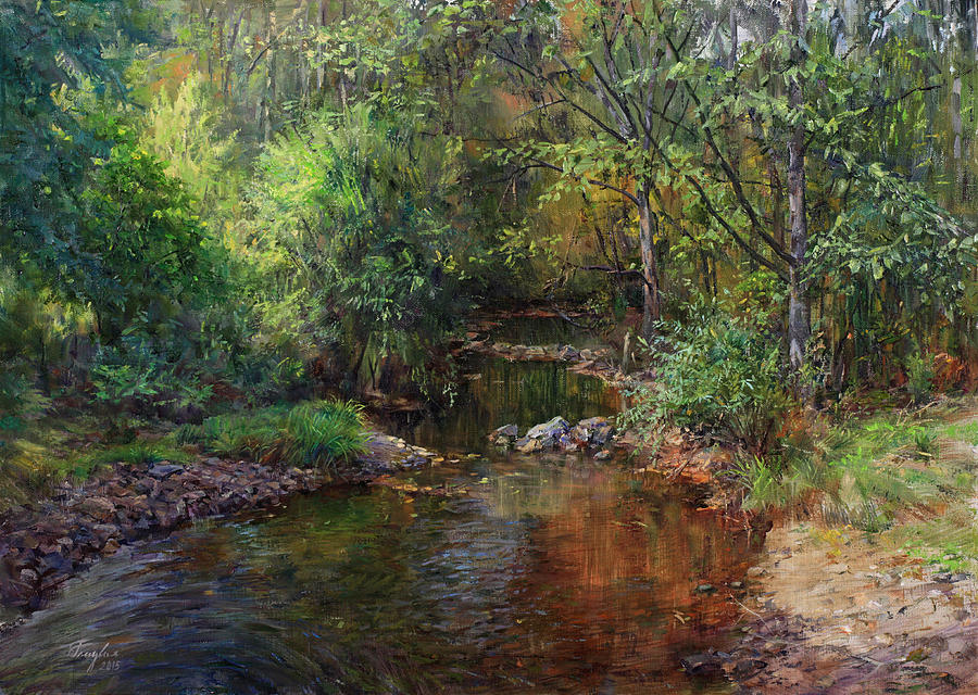 Forest Mystic River Painting By Galina Gladkaya - Fine Art America