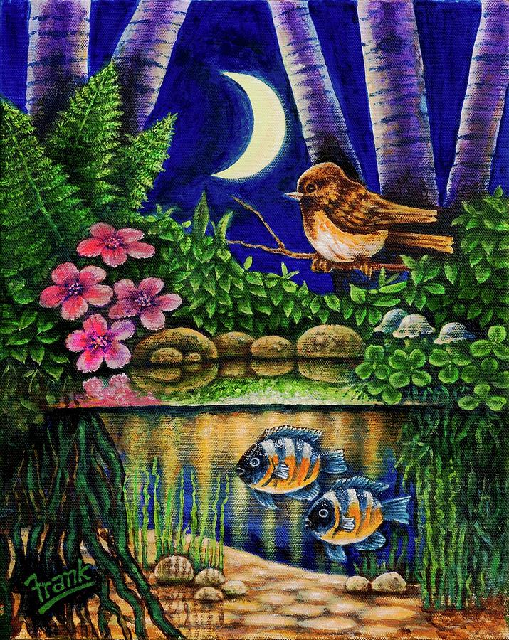 Forest Never Sleeps Chapter of Quarter Moon Painting by Michael Frank