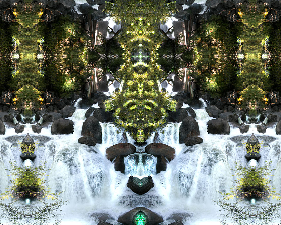 Waterfall Digital Art - Forest of Dimensions by Filip Klein
