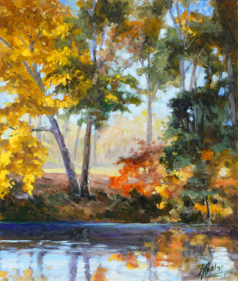Forest Park - Autumn reflections Painting by Irek Szelag