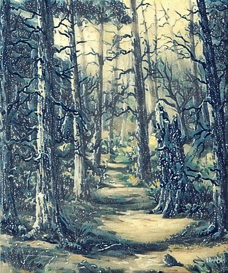 Forest path Painting by Megan Walsh