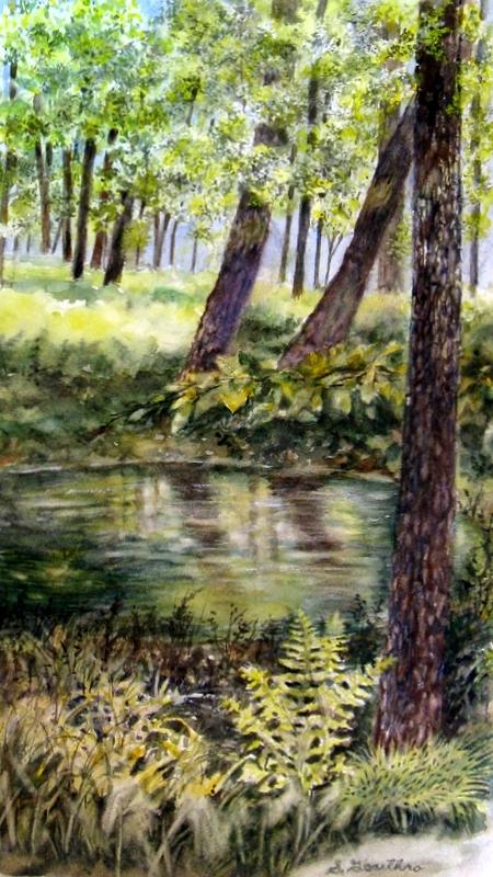 Forest Pond Painting by Sharon Gouthro - Pixels