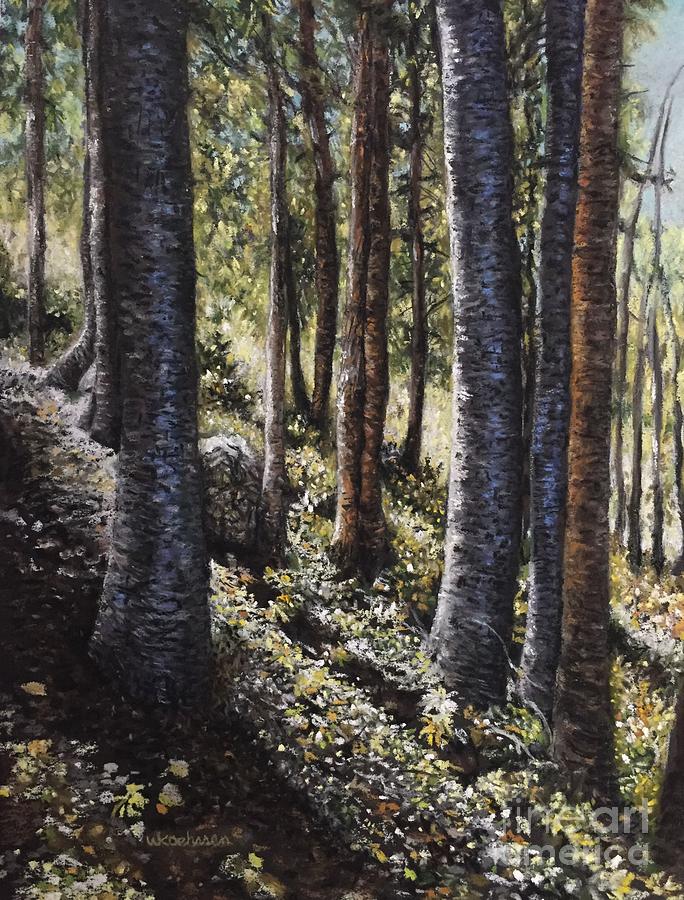 Tree Pastel - Forest Shadows by Wendy Koehrsen