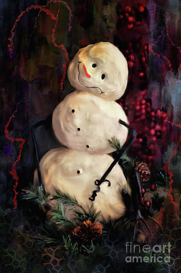 Forest Snowman Digital Art by Lois Bryan