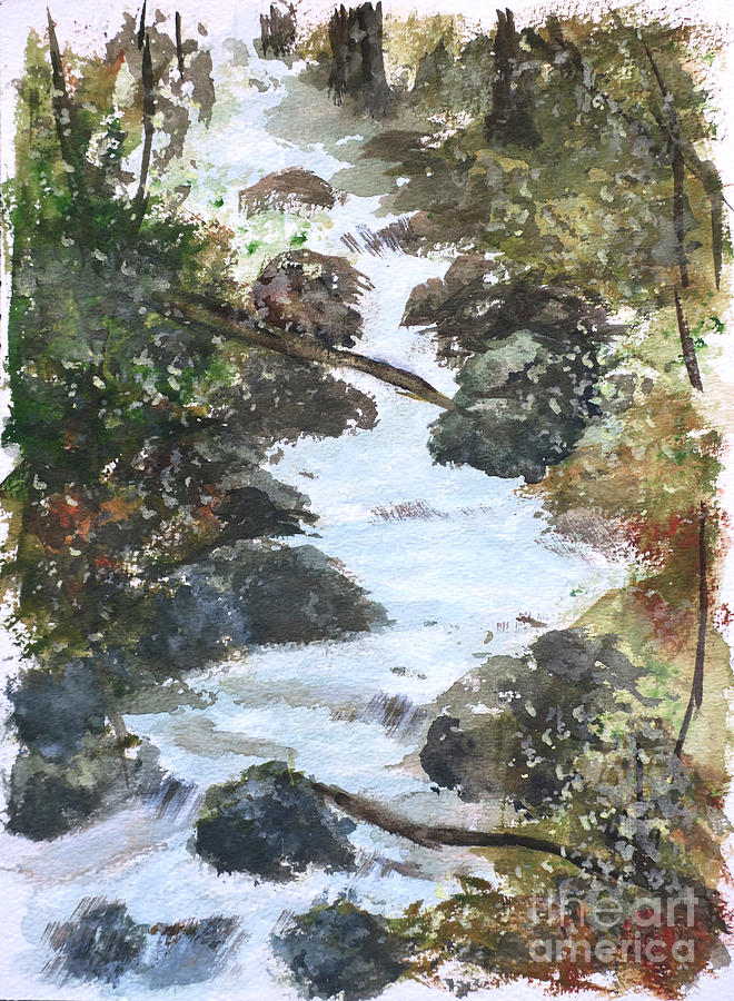 Forest Stream Painting by Brandy Woods