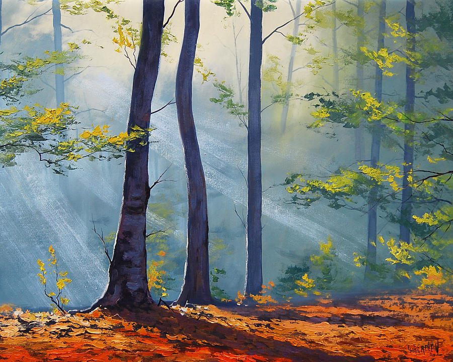 Forest Sunrays Painting by Graham Gercken
