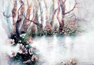 Tree Painting - Forest Tranquility by Estelle Hartley