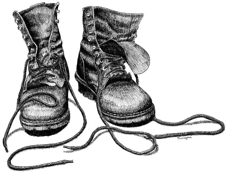 Foresters Boots Drawing by Timothy Livingston