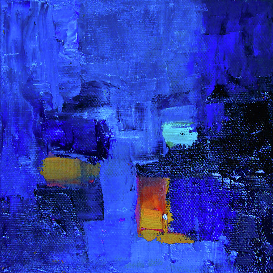 Abstract Painting - Forever Blue Abstract by Nancy Merkle