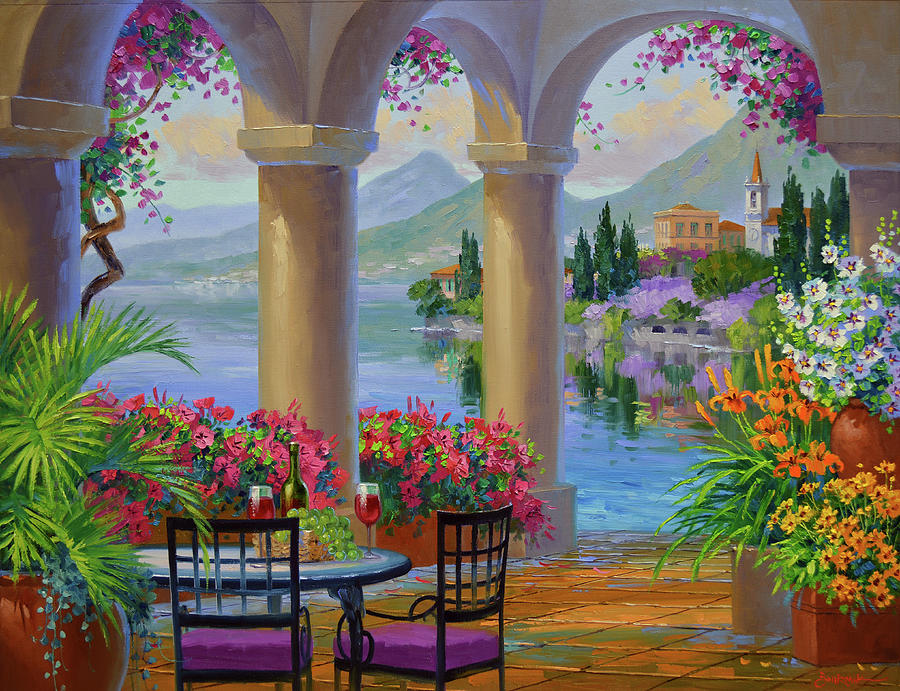 Flower Painting - Forever Lake Como by Mikki Senkarik