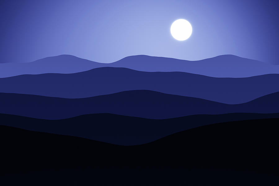 Blue Abstract Digital Art - Forever Moonlight by Georgiana Romanovna