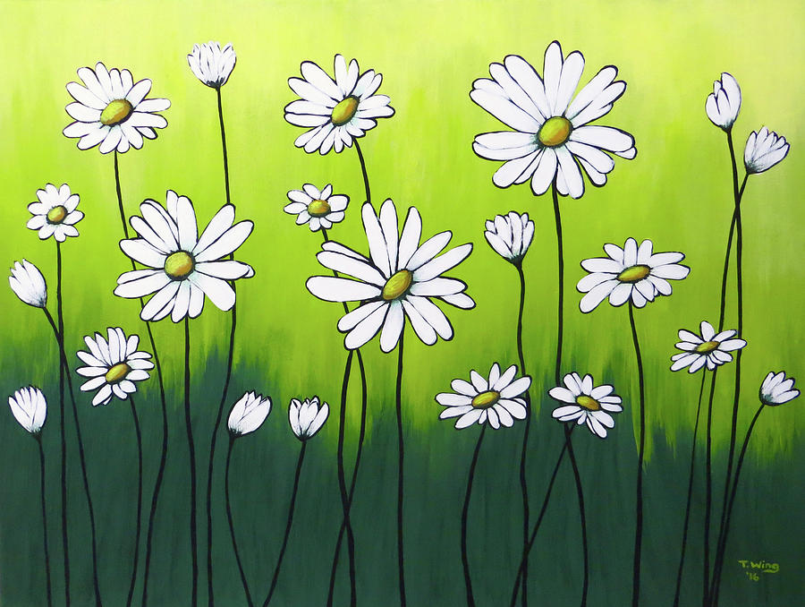 Daisy Crazy Painting by Teresa Wing