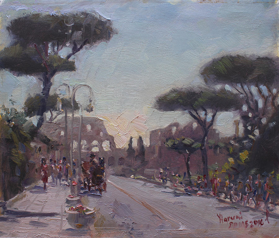 Fori Romani - Street to Colosseo Painting by Ylli Haruni