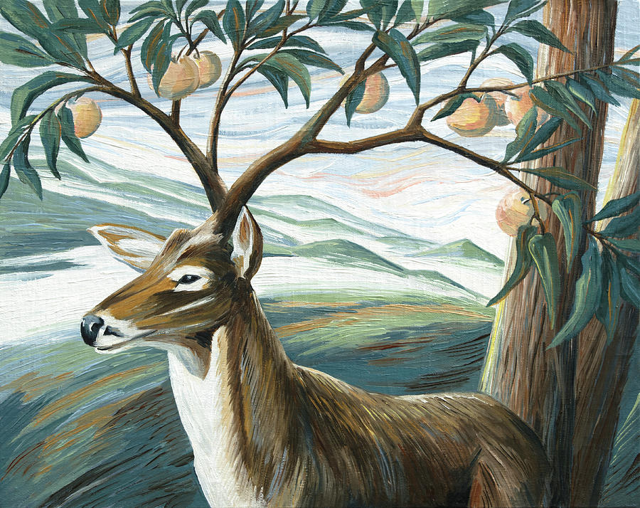 Deer Painting - Forked Deer by Paula McHugh Deer Painting - Forked Deer by Paula McHugh
