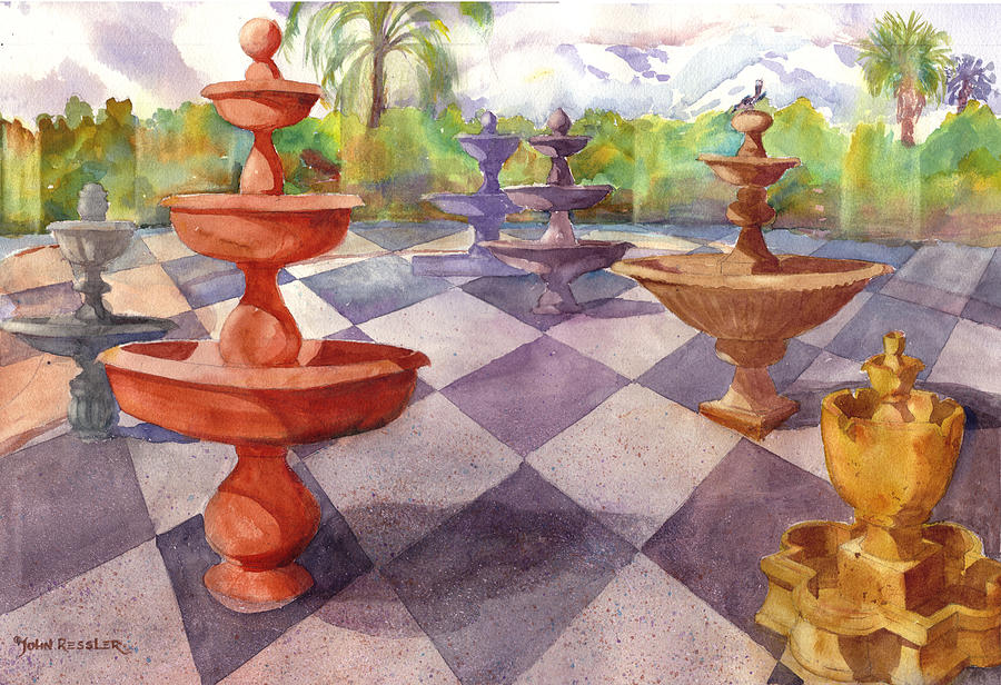 Forklift Chess...Endgame Painting by John Ressler