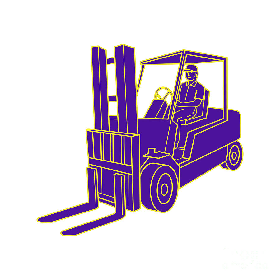 Forklift Truck Mono Line Digital Art By Aloysius Patrimonio