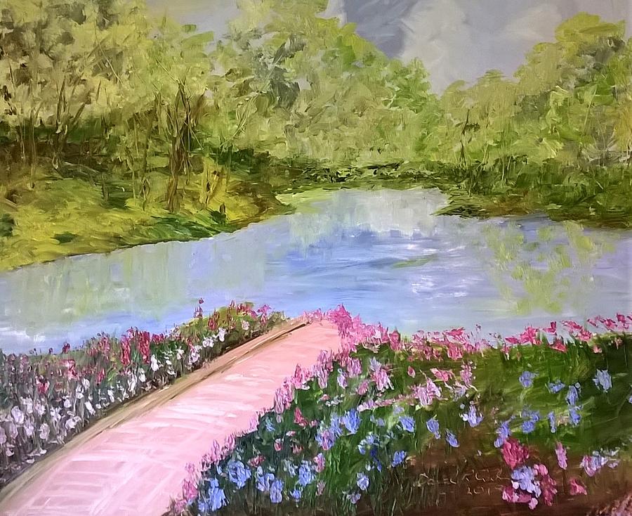 Formal Garden With Pond Painting by David Lawrence Cade - Pixels