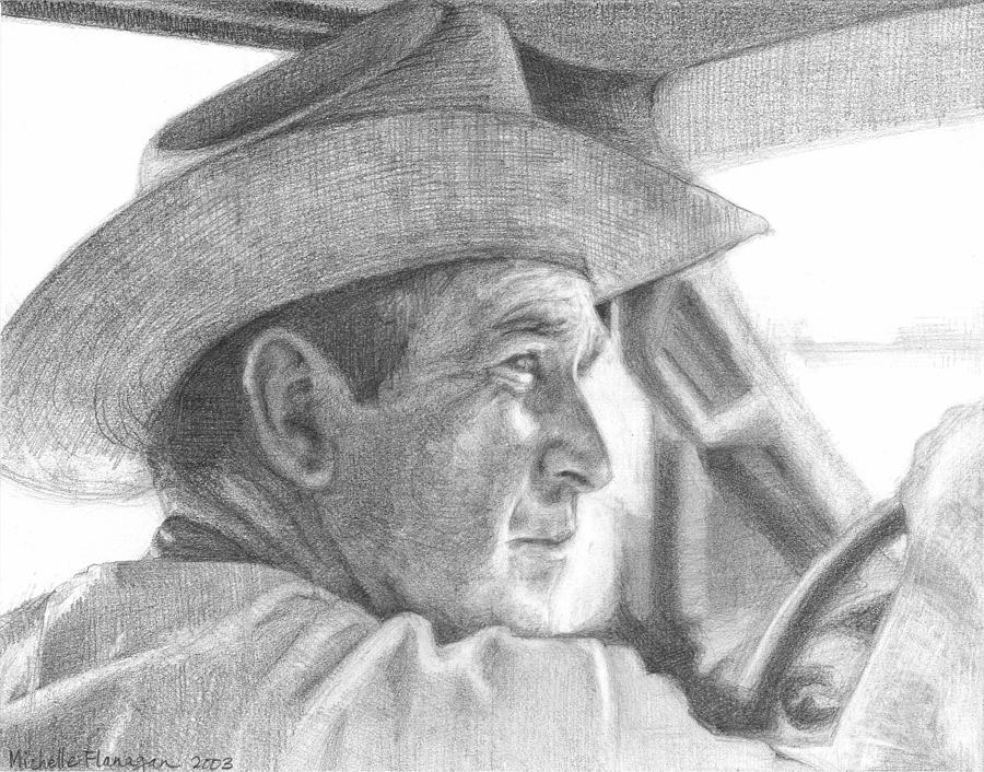 Former Pres George W Bush Wearing A Cowboy Hat Drawing By Michelle