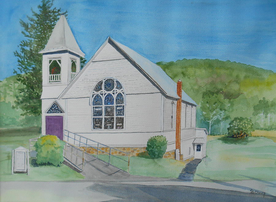 Former Rush Church Painting by Christine Lathrop