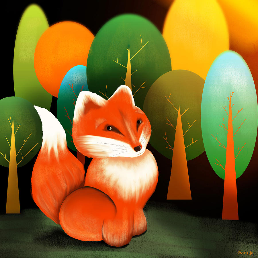 Tree Pastel - Forest Fox Guardian by Little Bunny Sunshine