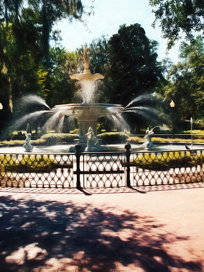 Forsyth Park Fountain - Savannah - GA Painting by Barry Jones