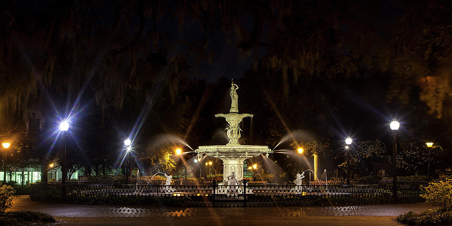 Lamp Photograph - Forsythe Park at Twilight by Andrew Soundarajan