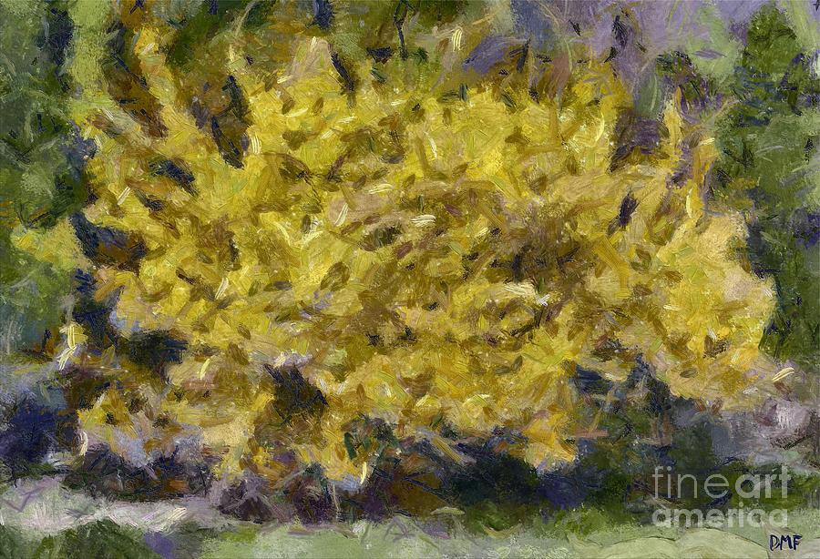 Forsythia In Bloom Painting by Dragica Micki Fortuna