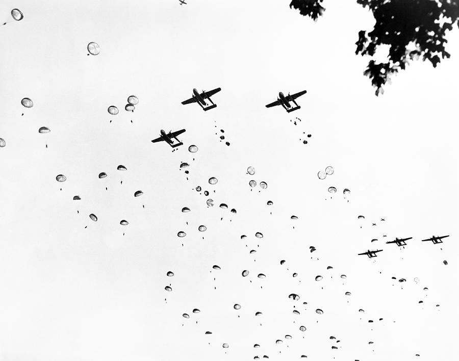 Transportation Photograph - Fort Bragg Paratroopers by Underwood Archives