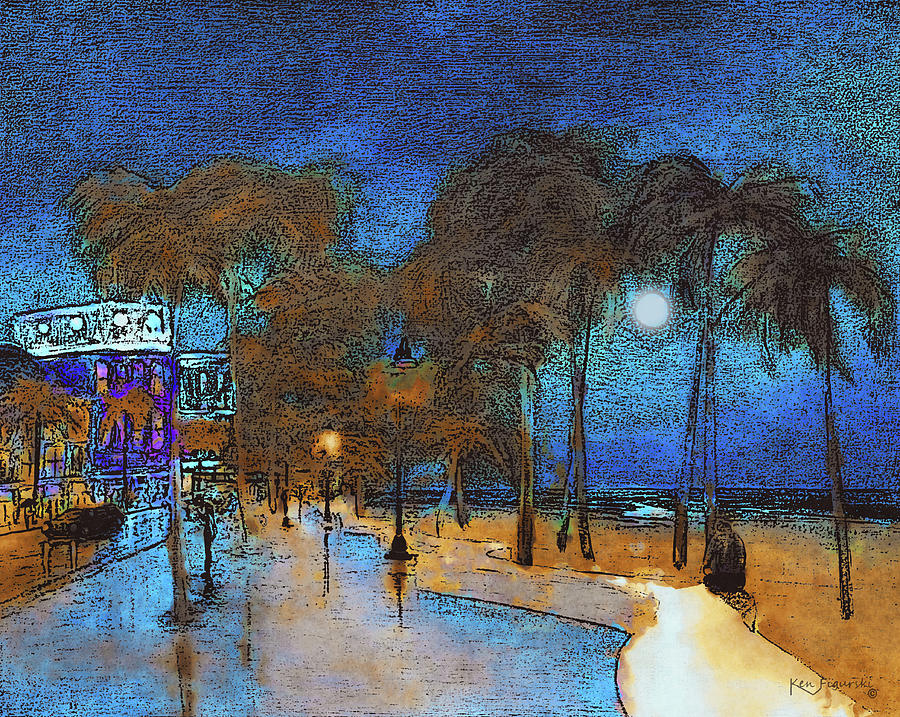 Juno Mixed Media - Fort Lauderdale Beach At Night 3 by Ken Figurski
