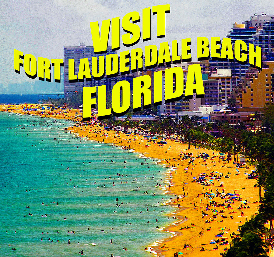 Fort Lauderdale Beach poster B Digital Art by David Lee Thompson