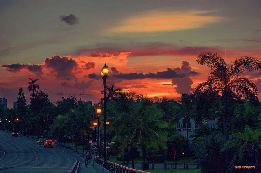 Fort Lauderdale Las Olas Blvd Bridge Setting Sunset  Photograph by Ken Figurski