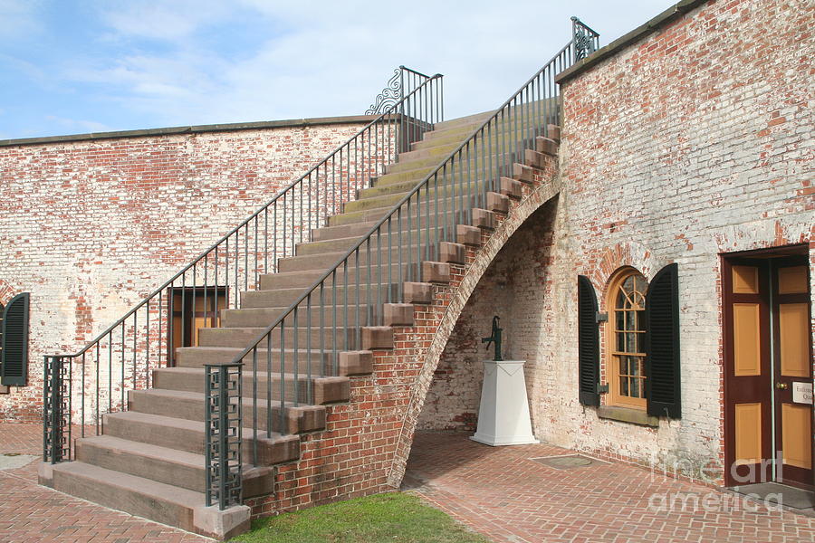 Fort Macon stairway Photograph by Steve  Gass