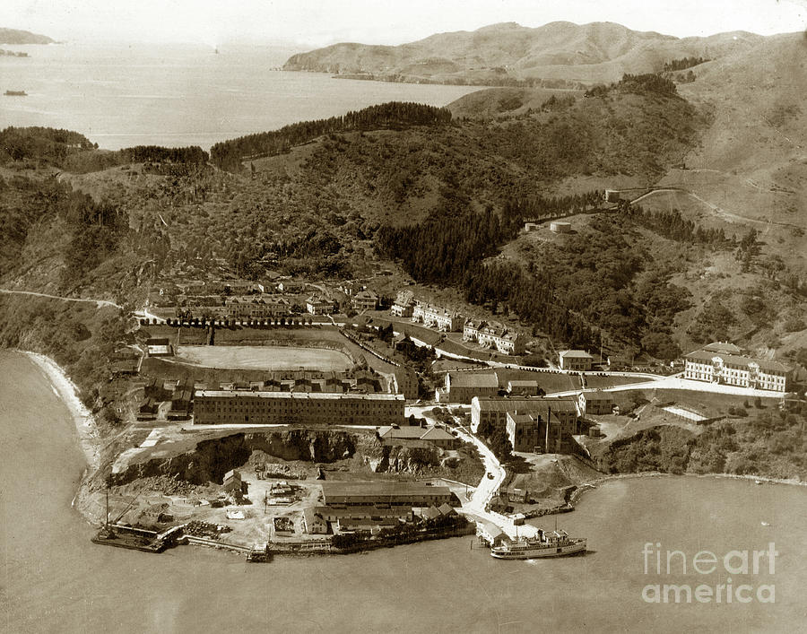 San Francisco Photograph - Fort McDowell on Angel Island with the Golden Gate and Fort  Baker 1920 by Monterey County Historical Society