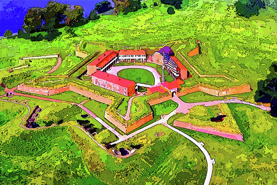 Fort Mchenry Aerial View Stylized Photograph