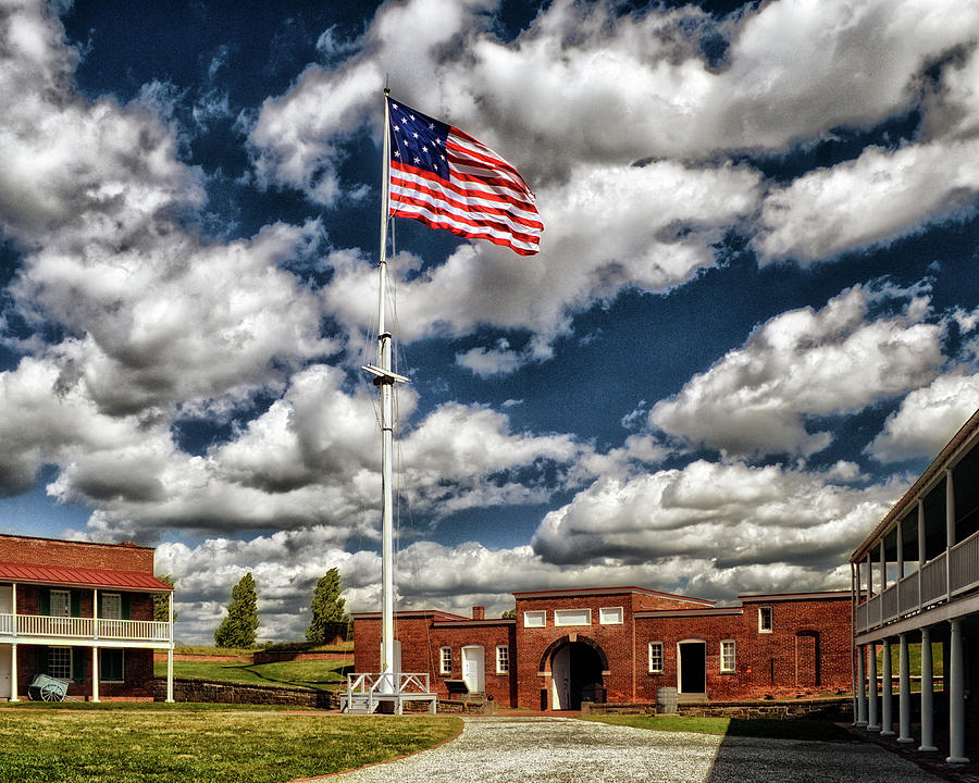 Fort McHenry Parade Ground and Storm Flag in Color Photograph by Bill
