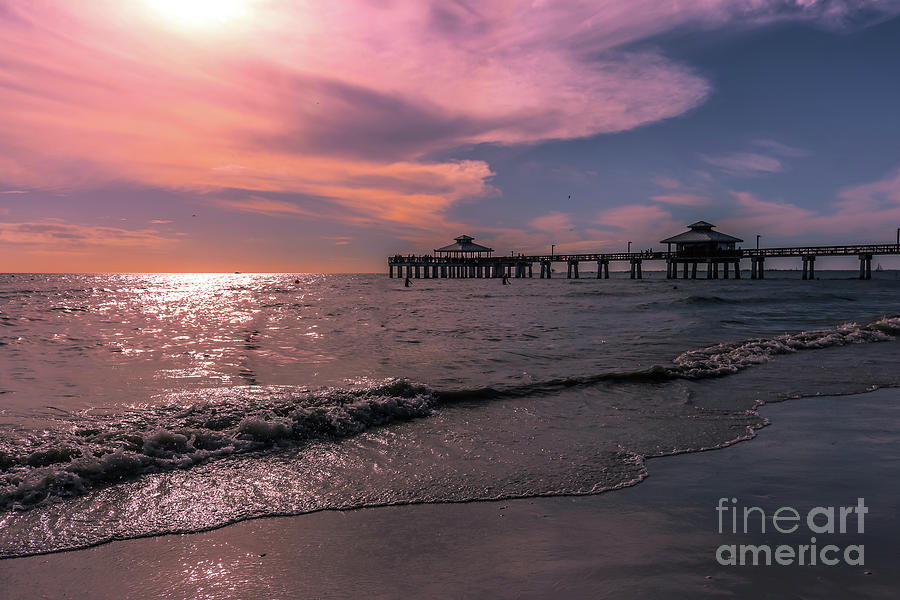 Fort Meyers beach and pier Photograph by Claudia M Photography