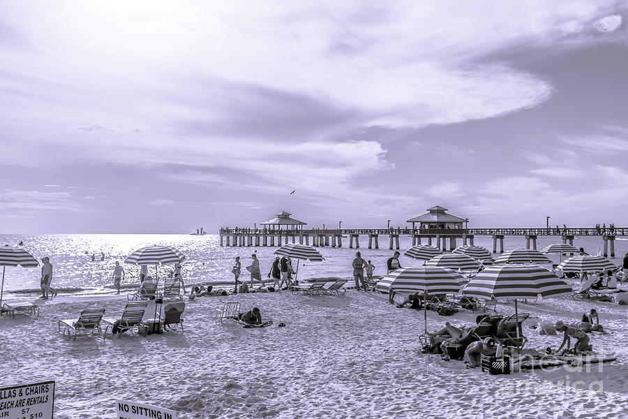 Fort Meyers beach in monochrome  Photograph by Claudia M Photography