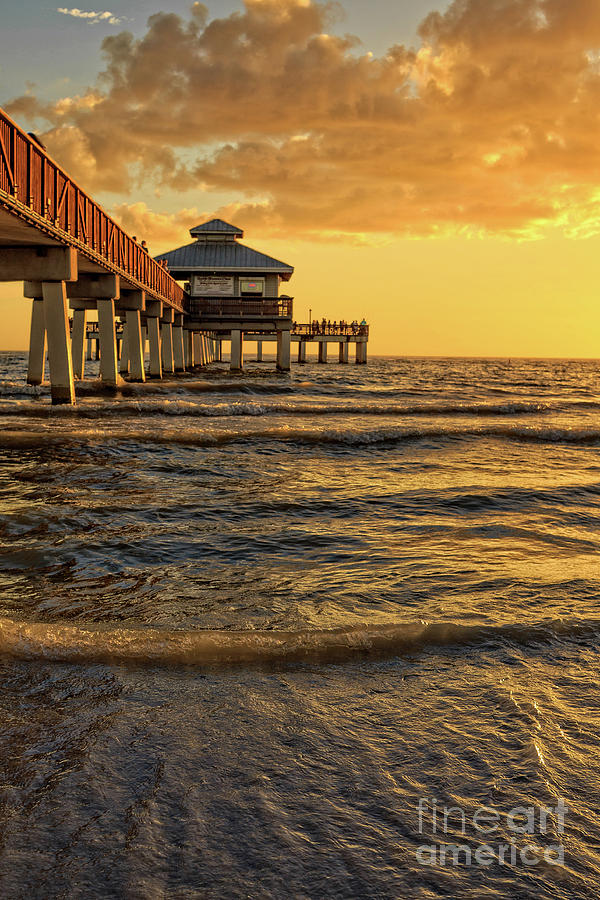 Sunset Photograph - Fort Myers Beach Fishing Pier at Sunset by Edward Fielding