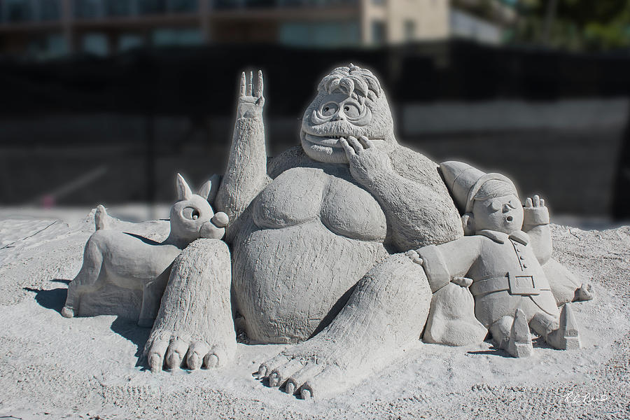 Fort Myers Beach Sand Sculpting - Bumble the Abominable Snow Monster at Christmas  Photograph by Ronald Reid